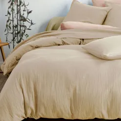 Becquet Linge de lit en double gaze de coton unie - Taie personnalisable< Housse De Couette|Linge De Lit Uni