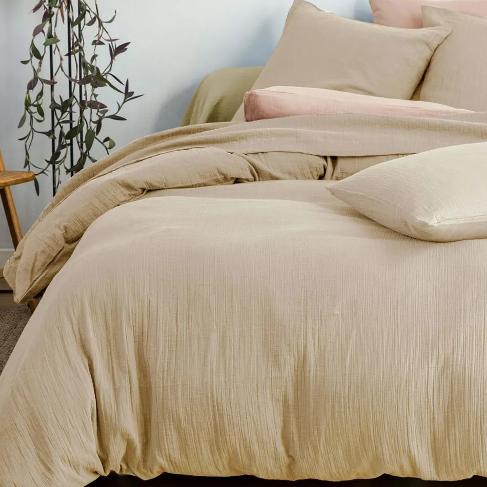 Becquet Linge de lit en double gaze de coton unie - Taie personnalisable< Housse De Couette|Linge De Lit Uni
