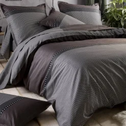 Becquet Linge de lit en satin de coton peigné micromotif noir< Housse De Couette|Linge De Lit Fantaisie, Linge De Lit Brodé