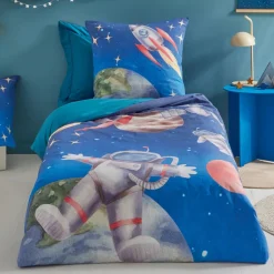 Becquet Linge de lit enfant percale astronaute< Les Matières|Linge De Lit Enfant