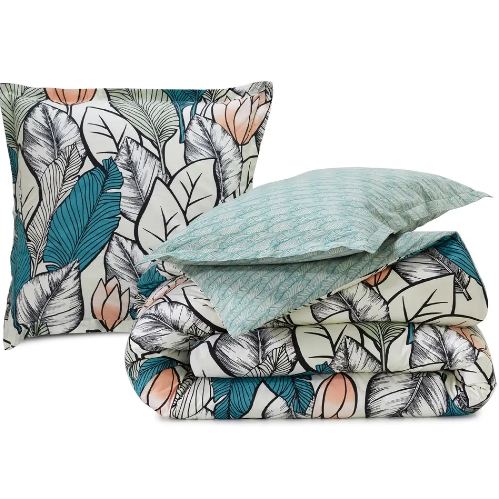 Becquet Linge de lit feuillage stylisé - CRÉATION< Les Matières