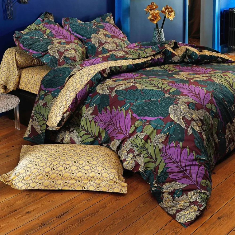 Becquet Linge de lit feuillage tropical - CRÉATION< Les Matières