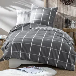 Becquet Linge de lit flanelle carreaux et rayures - CRÉATION<Enfant Linge De Lit Ado, Housse De Couette|Housse De Couette