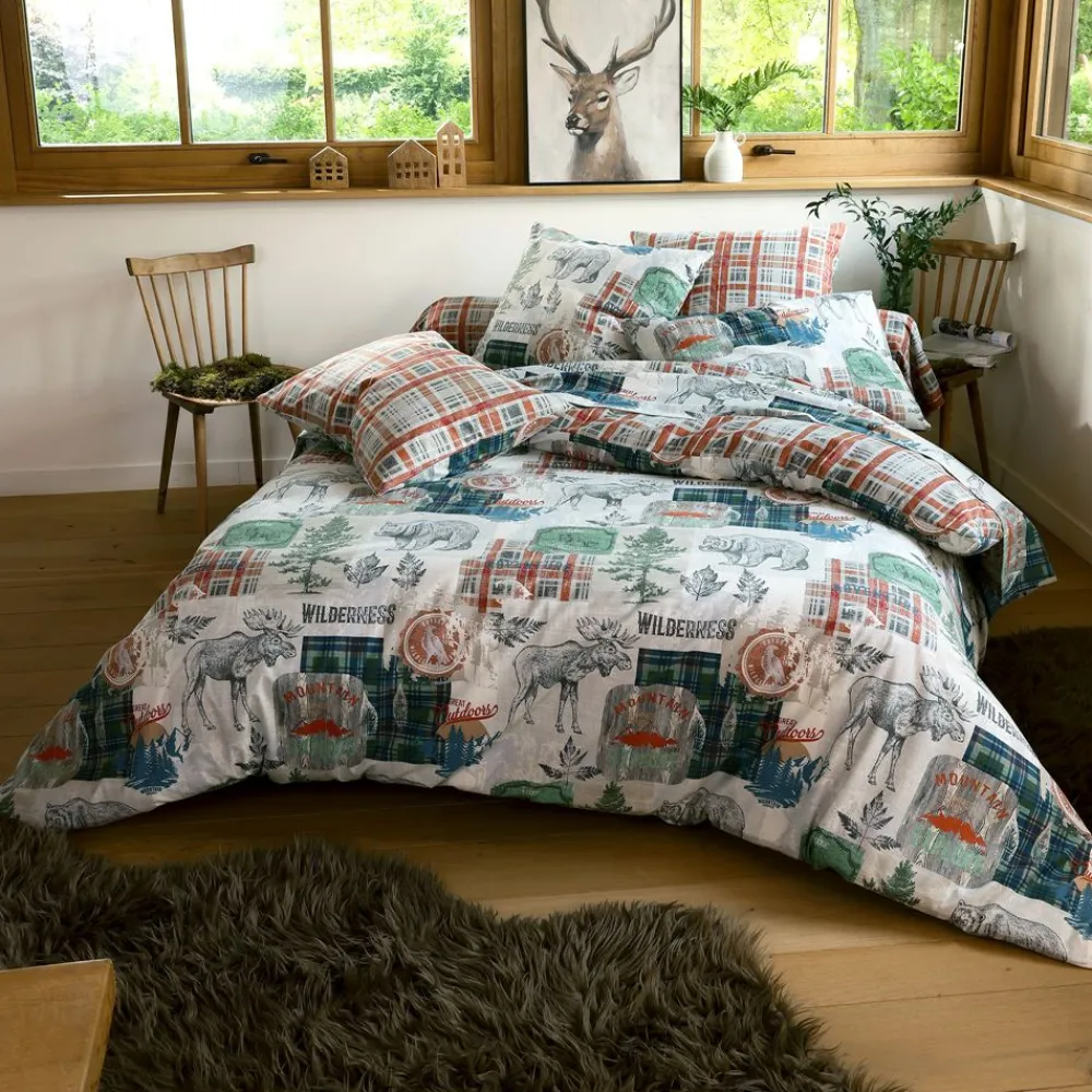 Becquet Linge de lit flanelle motif cartes postales - CRÉATION< Housse De Couette|Linge De Lit Fantaisie, Linge De Lit Brodé