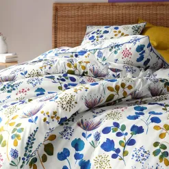 Becquet Linge de lit fleurs bleues - CRÉATION< Housse De Couette|Linge De Lit Fantaisie, Linge De Lit Brodé
