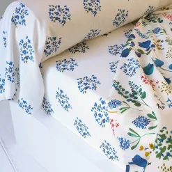 Becquet Linge de lit fleurs bleues - CRÉATION< Housse De Couette|Linge De Lit Fantaisie, Linge De Lit Brodé