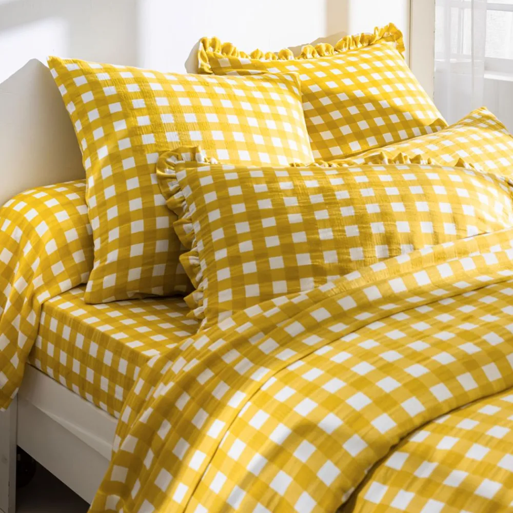Becquet Linge de lit gaze de coton esprit vichy - CRÉATION< Housse De Couette|Linge De Lit Fantaisie, Linge De Lit Brodé