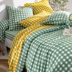 Becquet Linge de lit gaze de coton esprit vichy - CRÉATION< Housse De Couette|Linge De Lit Fantaisie, Linge De Lit Brodé