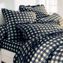 Becquet Linge de lit gaze de coton esprit vichy - CRÉATION< Housse De Couette|Linge De Lit Fantaisie, Linge De Lit Brodé