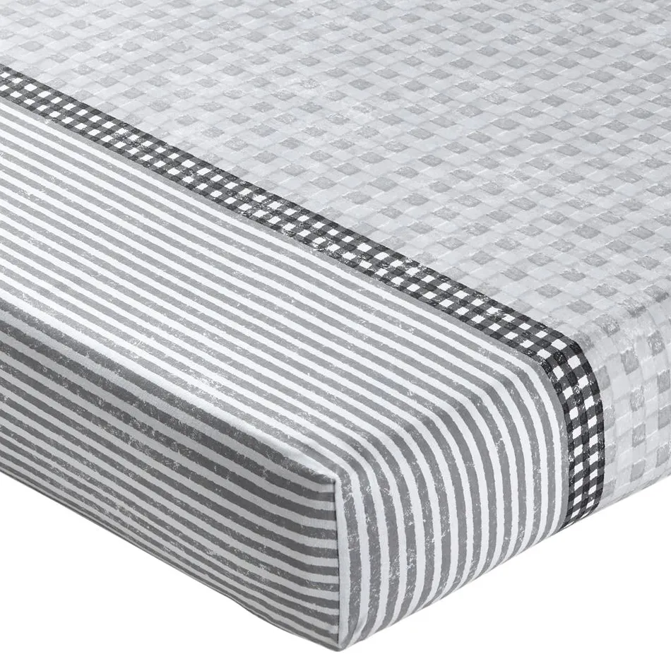 Becquet Linge de lit gris à carreaux et rayures - CRÉATION<Enfant Linge De Lit Ado, Housse De Couette|Les Matières