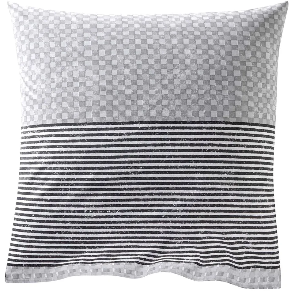 Becquet Linge de lit gris à carreaux et rayures - CRÉATION<Enfant Linge De Lit Ado, Housse De Couette|Les Matières