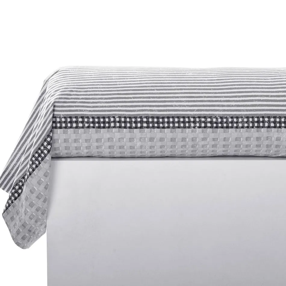 Becquet Linge de lit gris à carreaux et rayures - CRÉATION<Enfant Linge De Lit Ado, Housse De Couette|Les Matières