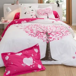Becquet Linge de lit imprimé arbres et cœurs - CRÉATION<Enfant Linge De Lit Ado, Housse De Couette|Housse De Couette