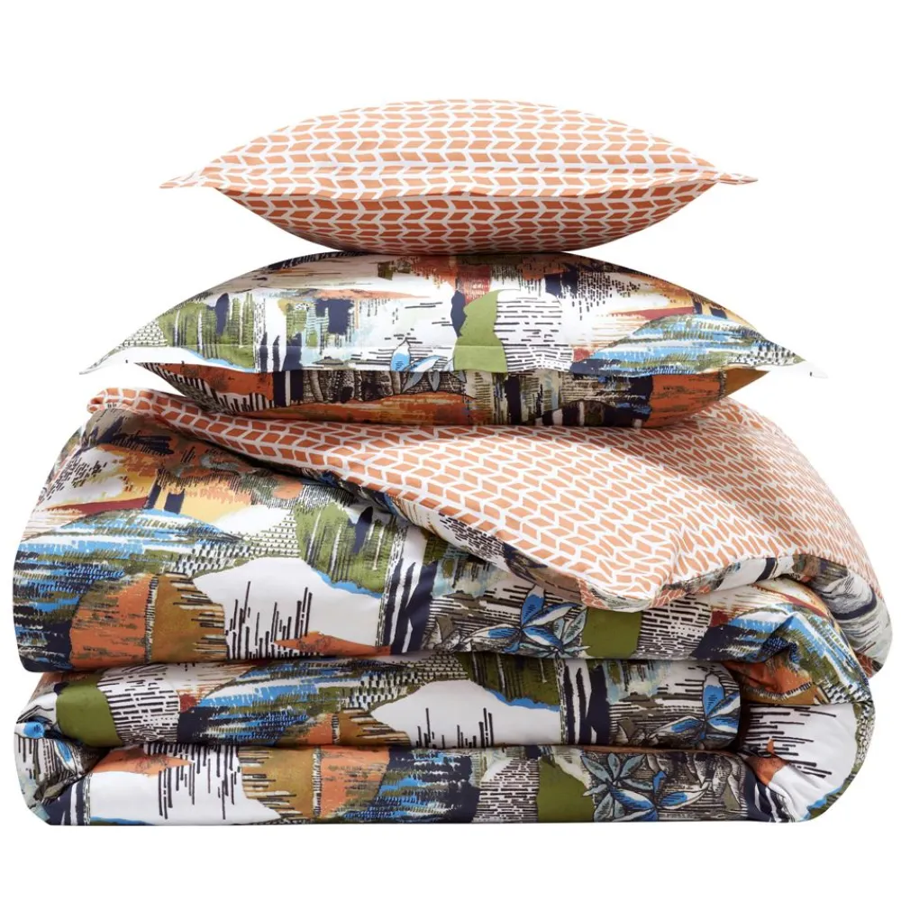 Becquet Linge de lit imprimé arbres multicolores - CRÉATION< Les Matières|Housse De Couette