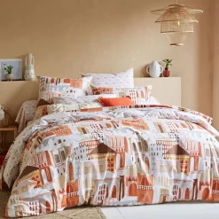 Becquet Linge de lit imprimé façades médina - CRÉATION< Housse De Couette|Linge De Lit Fantaisie, Linge De Lit Brodé