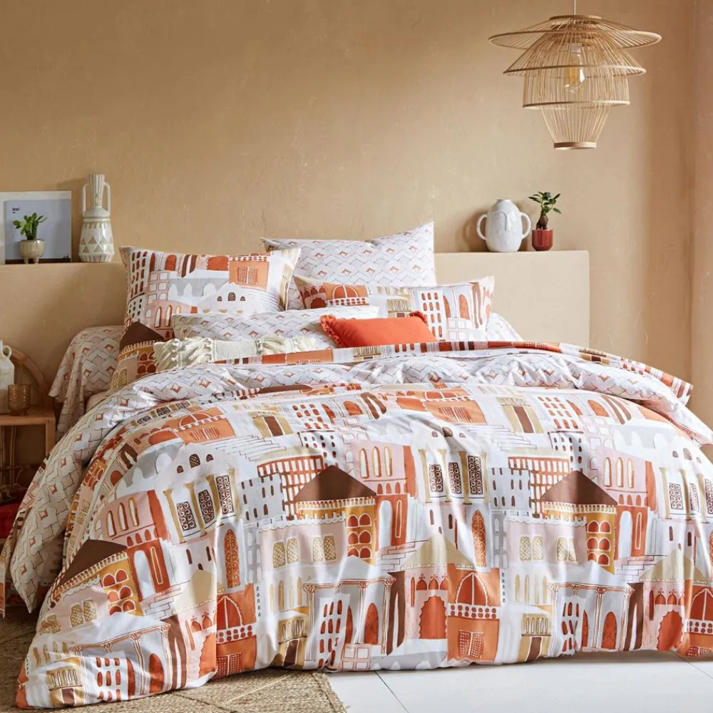Becquet Linge de lit imprimé façades médina - CRÉATION< Housse De Couette|Linge De Lit Fantaisie, Linge De Lit Brodé