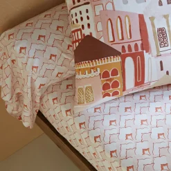Becquet Linge de lit imprimé façades médina - CRÉATION< Housse De Couette|Linge De Lit Fantaisie, Linge De Lit Brodé