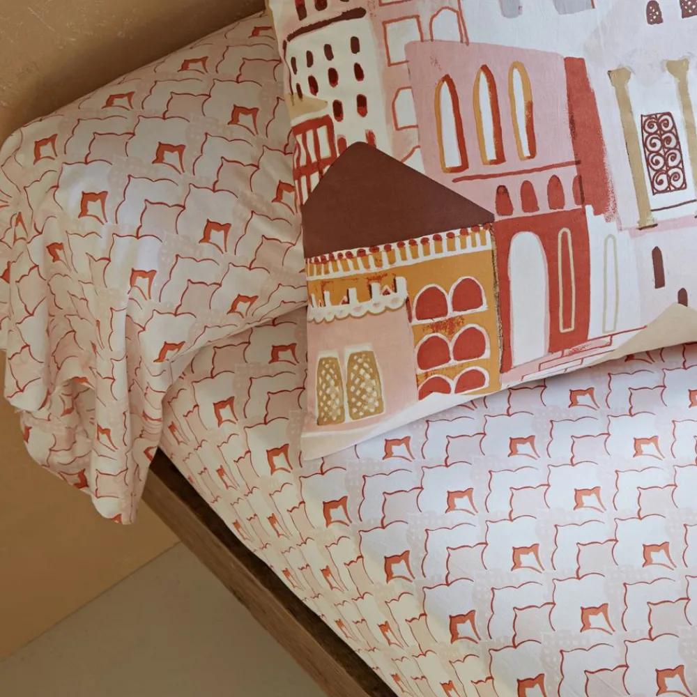 Becquet Linge de lit imprimé façades médina - CRÉATION< Housse De Couette|Linge De Lit Fantaisie, Linge De Lit Brodé