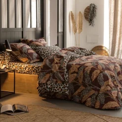 Becquet Linge de lit imprimé feuilles et motifs léopards - CRÉATION< Les Matières|Housse De Couette
