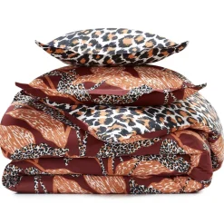 Becquet Linge de lit imprimé feuilles et motifs léopards - CRÉATION< Les Matières|Housse De Couette
