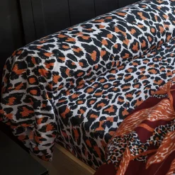 Becquet Linge de lit imprimé feuilles et motifs léopards - CRÉATION< Les Matières|Housse De Couette