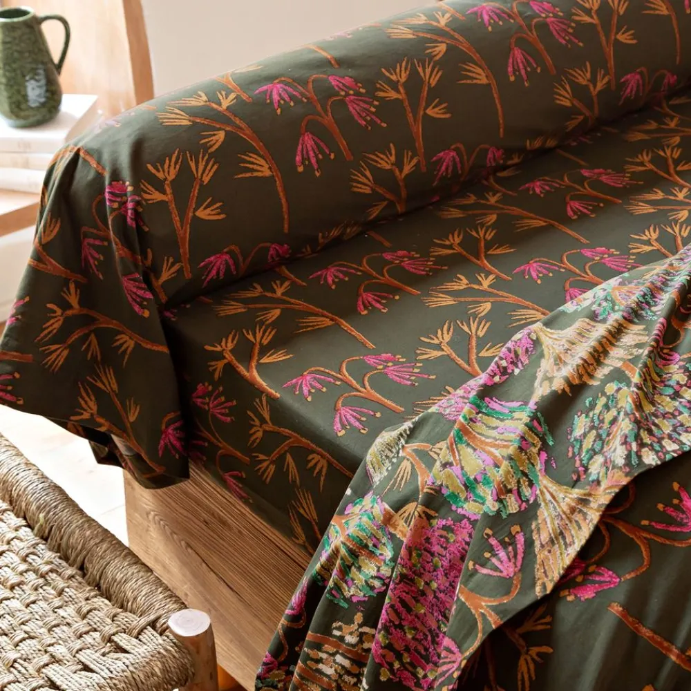 Becquet Linge de lit motif arbres - CRÉATION< Housse De Couette|Linge De Lit Fantaisie, Linge De Lit Brodé