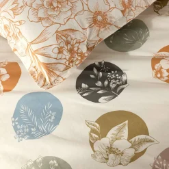 Becquet Linge de lit motif cercles à fleurs variées - CRÉATION< Housse De Couette|Linge De Lit Fantaisie, Linge De Lit Brodé