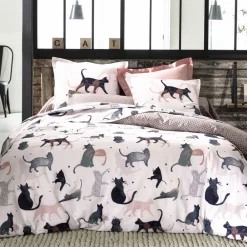 Becquet Linge de lit motif chats - CRÉATION< Les Matières|Housse De Couette