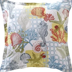 Becquet Linge de lit motif coquillages - CRÉATION< Housse De Couette|Linge De Lit Fantaisie, Linge De Lit Brodé