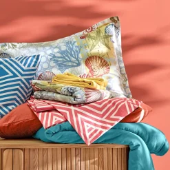Becquet Linge de lit motif coquillages - CRÉATION< Housse De Couette|Linge De Lit Fantaisie, Linge De Lit Brodé