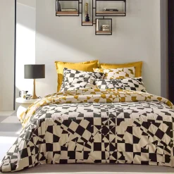 Becquet Linge de lit motif damiers - CRÉATION< Housse De Couette|Linge De Lit Fantaisie, Linge De Lit Brodé