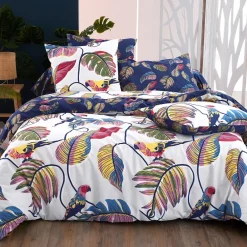 Becquet Linge de lit motif exotique - CRÉATION< Housse De Couette|Linge De Lit Fantaisie, Linge De Lit Brodé