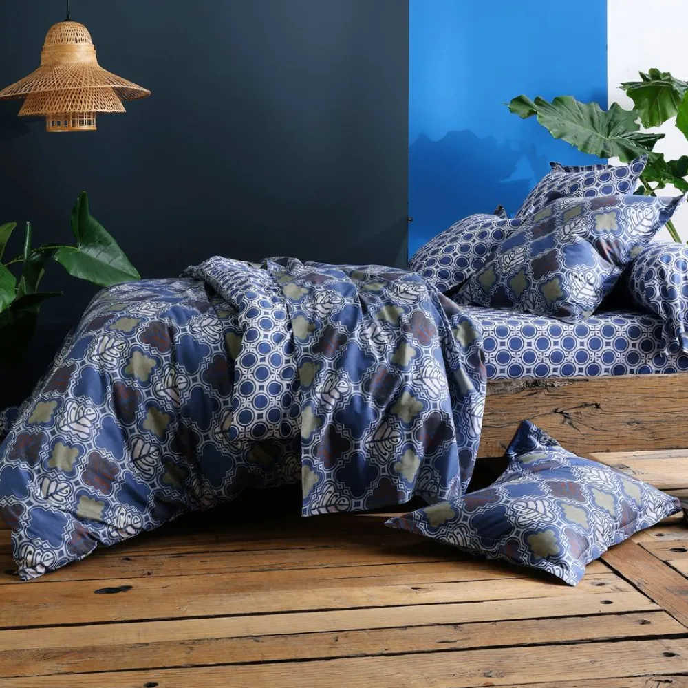Becquet Linge de lit motif feuilles géométriques - CRÉATION< Housse De Couette|Linge De Lit Fantaisie, Linge De Lit Brodé