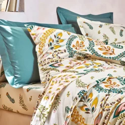 Becquet Linge de lit motif feuillage - CRÉATION< Housse De Couette|Linge De Lit Fantaisie, Linge De Lit Brodé