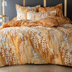 Becquet Linge de lit motif feuillage et oiseaux - CRÉATION< Housse De Couette|Linge De Lit Fantaisie, Linge De Lit Brodé