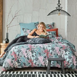 Becquet Linge de lit motif fleurs noires - CRÉATION< Les Matières|Housse De Couette