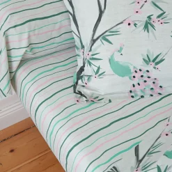 Becquet Linge de lit motif paons et feuillage - CRÉATION< Les Matières|Housse De Couette