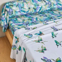 Becquet Linge de lit motif papillons - CRÉATION< Housse De Couette|Linge De Lit Fantaisie, Linge De Lit Brodé