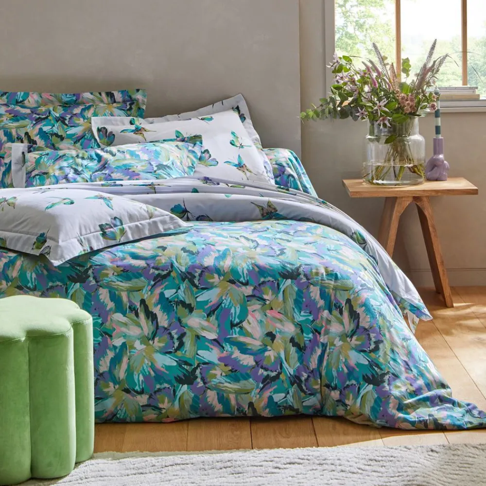 Becquet Linge de lit motif papillons - CRÉATION< Housse De Couette|Linge De Lit Fantaisie, Linge De Lit Brodé