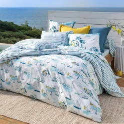 Becquet Linge de lit motif voiliers - CRÉATION< Housse De Couette|Linge De Lit Fantaisie, Linge De Lit Brodé