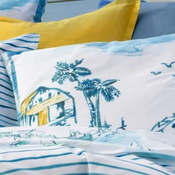Becquet Linge de lit motif voiliers - CRÉATION< Housse De Couette|Linge De Lit Fantaisie, Linge De Lit Brodé