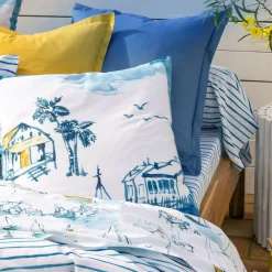 Becquet Linge de lit motif voiliers - CRÉATION< Housse De Couette|Linge De Lit Fantaisie, Linge De Lit Brodé
