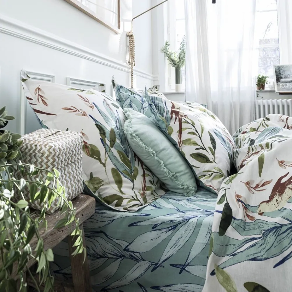Becquet Linge de lit oiseaux et feuillage - CRÉATION< Housse De Couette|Linge De Lit Fantaisie, Linge De Lit Brodé