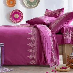 Becquet Linge de lit percale brodée - CRÉATION.< Les Matières|Housse De Couette