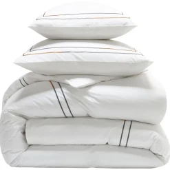 Becquet Linge de lit percale broderie bicolore - CRÉATION< Housse De Couette|Linge De Lit Fantaisie, Linge De Lit Brodé