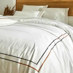 Becquet Linge de lit percale broderie bicolore - CRÉATION< Housse De Couette|Linge De Lit Fantaisie, Linge De Lit Brodé