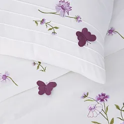 Becquet Linge de lit percale brodée fleurs et papillons - CRÉATION<Enfant Linge De Lit Ado, Housse De Couette|Housse De Couette