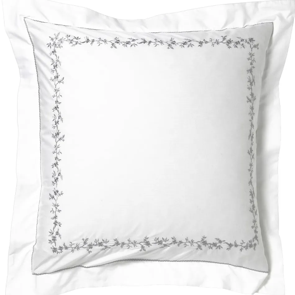 Becquet Linge de lit percale fleurs brodées et torsades - CRÉATION< Housse De Couette