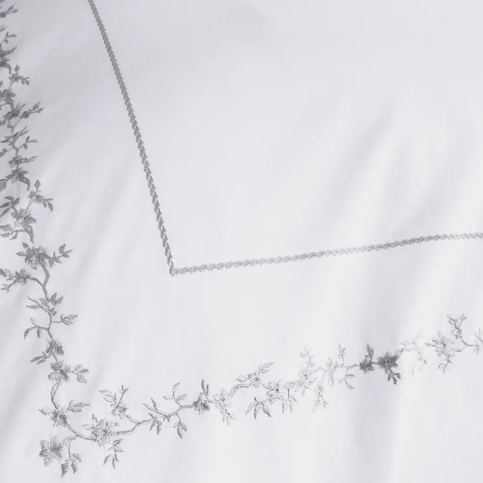 Becquet Linge de lit percale fleurs brodées et torsades - CRÉATION< Housse De Couette