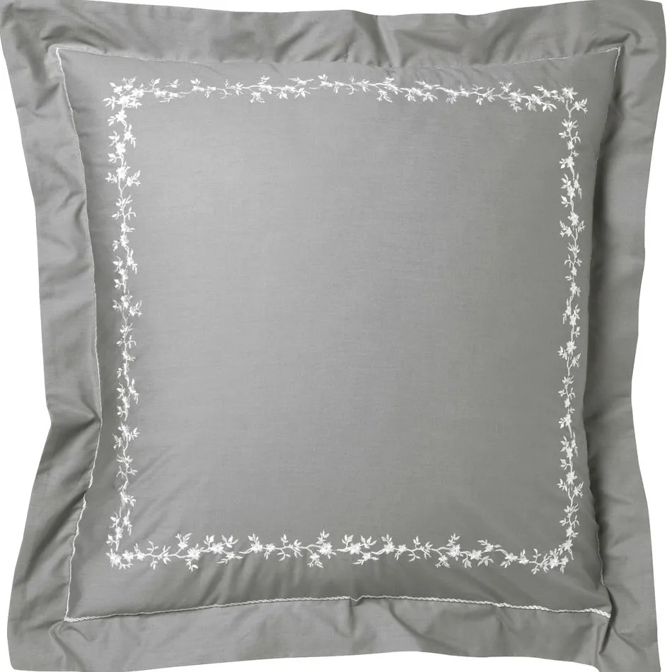 Becquet Linge de lit percale fleurs brodées et torsades - CRÉATION< Housse De Couette